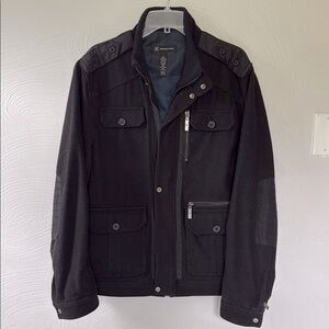 Black INC military-inspired wool-blend winter field jacket